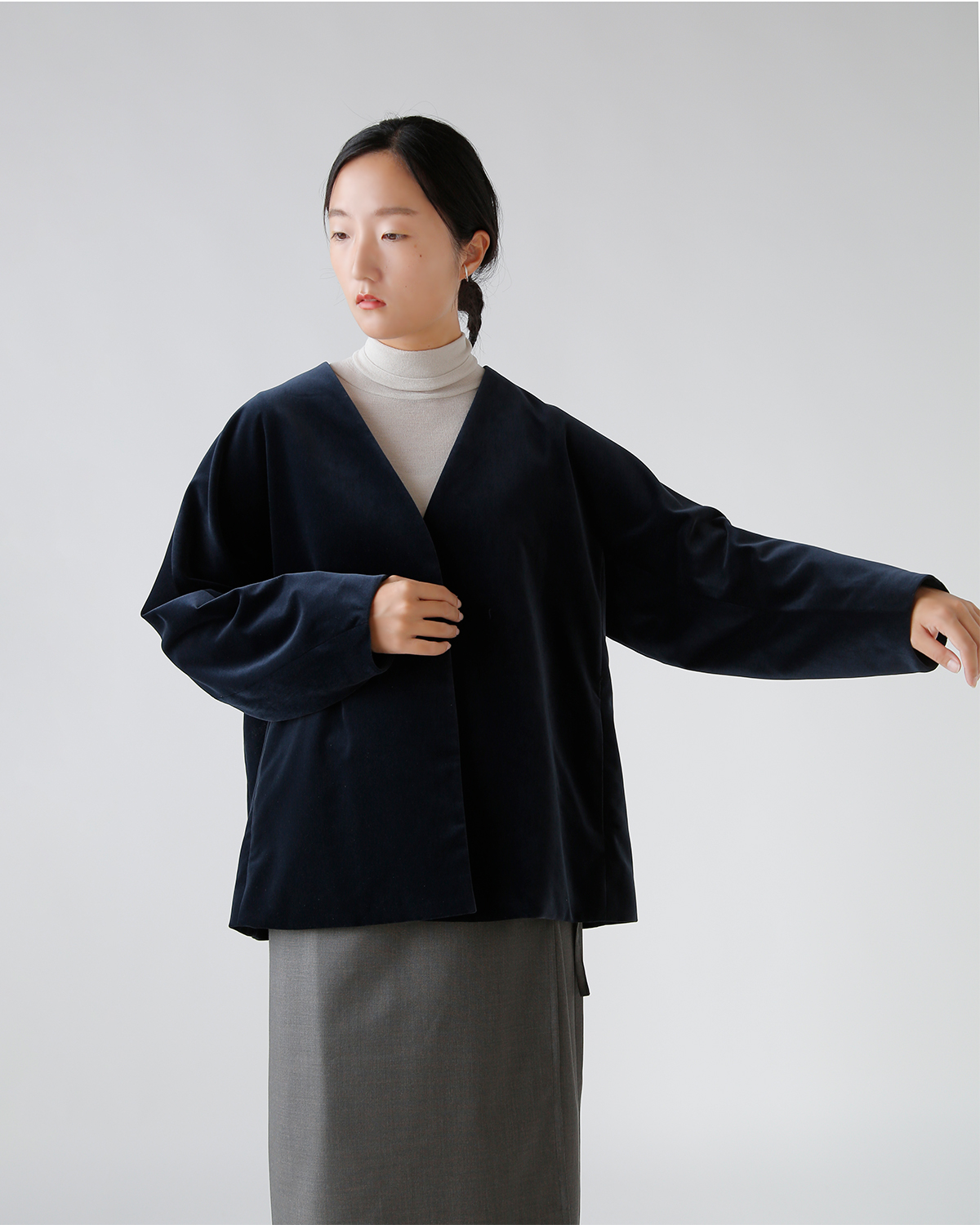 m[J[ WPbg gvelvet no collar jacketh 0031