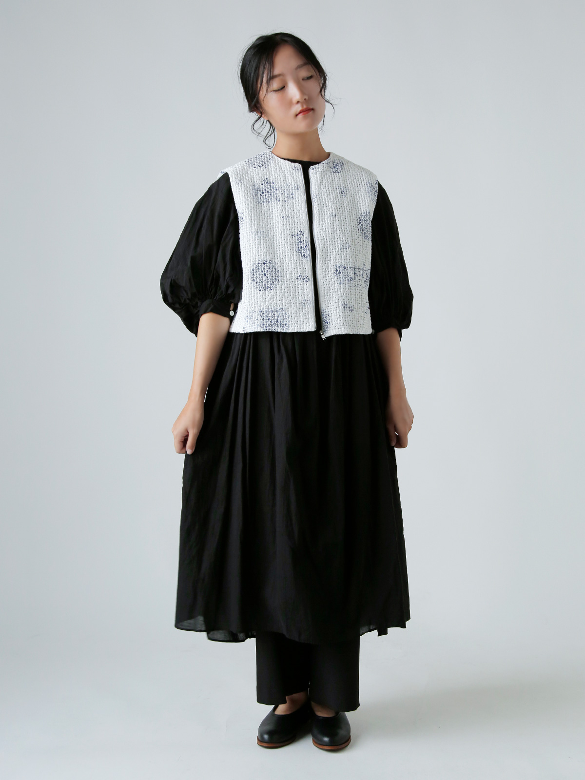 R & D.M.Co-(I[h}Ye[[)gX R[`OXeb` V[O xXg gTRELLIS COUCHING STITCH SHIRRING VESTh 7441