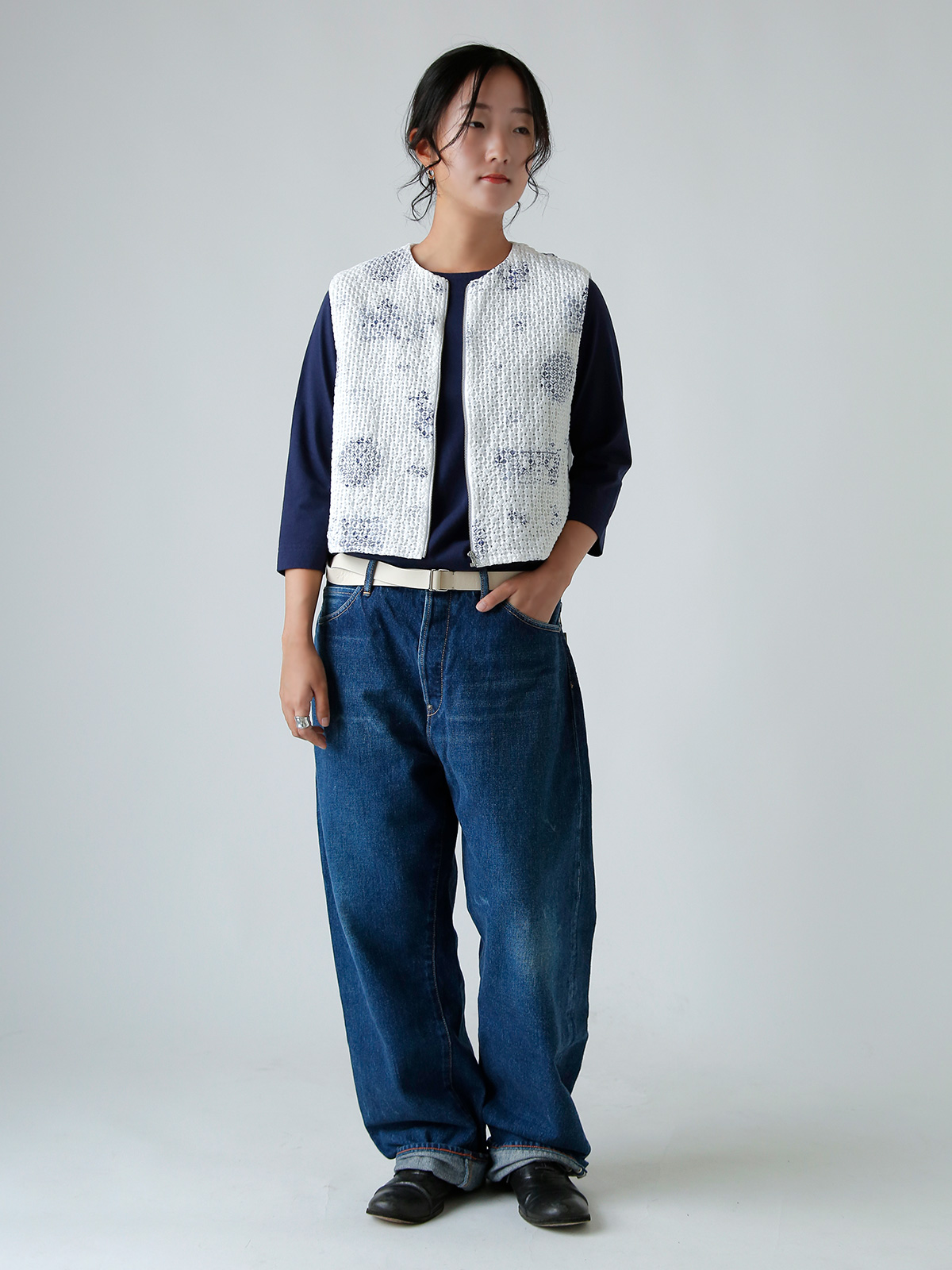 R & D.M.Co-(I[h}Ye[[)gX R[`OXeb` V[O xXg gTRELLIS COUCHING STITCH SHIRRING VESTh 7441