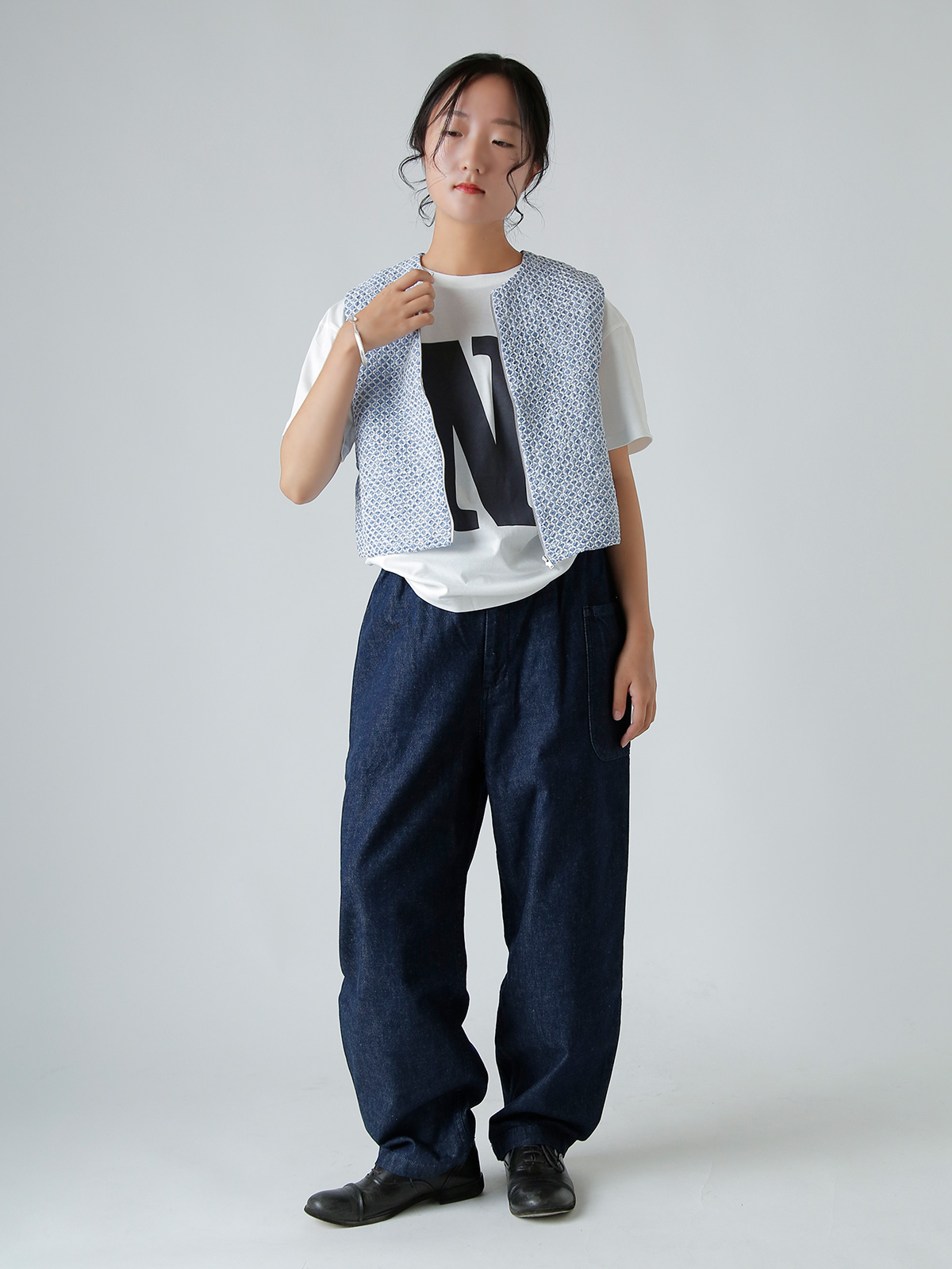 R & D.M.Co-(I[h}Ye[[)gX R[`OXeb` V[O xXg gTRELLIS COUCHING STITCH SHIRRING VESTh 7441