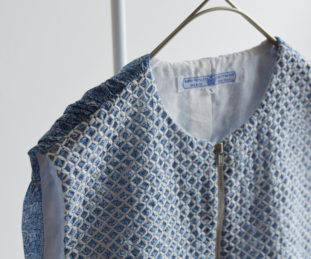 R & D.M.Co-(I[h}Ye[[)gX R[`OXeb` V[O xXg gTRELLIS COUCHING STITCH SHIRRING VESTh 7441