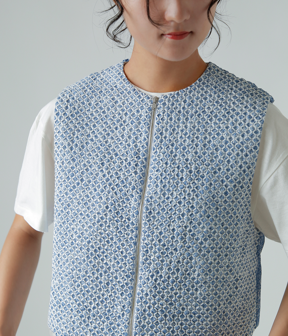 R & D.M.Co-(I[h}Ye[[)gX R[`OXeb` V[O xXg gTRELLIS COUCHING STITCH SHIRRING VESTh 7441