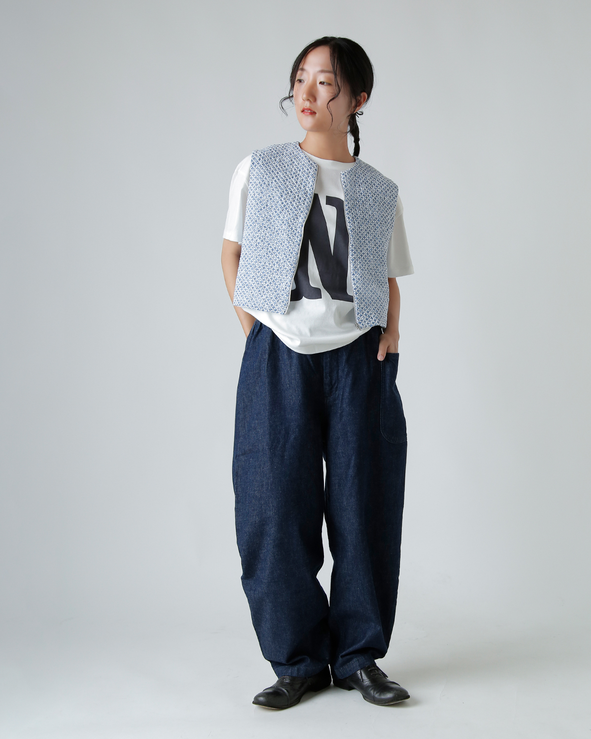 R & D.M.Co-(I[h}Ye[[)gX R[`OXeb` V[O xXg gTRELLIS COUCHING STITCH SHIRRING VESTh 7441
