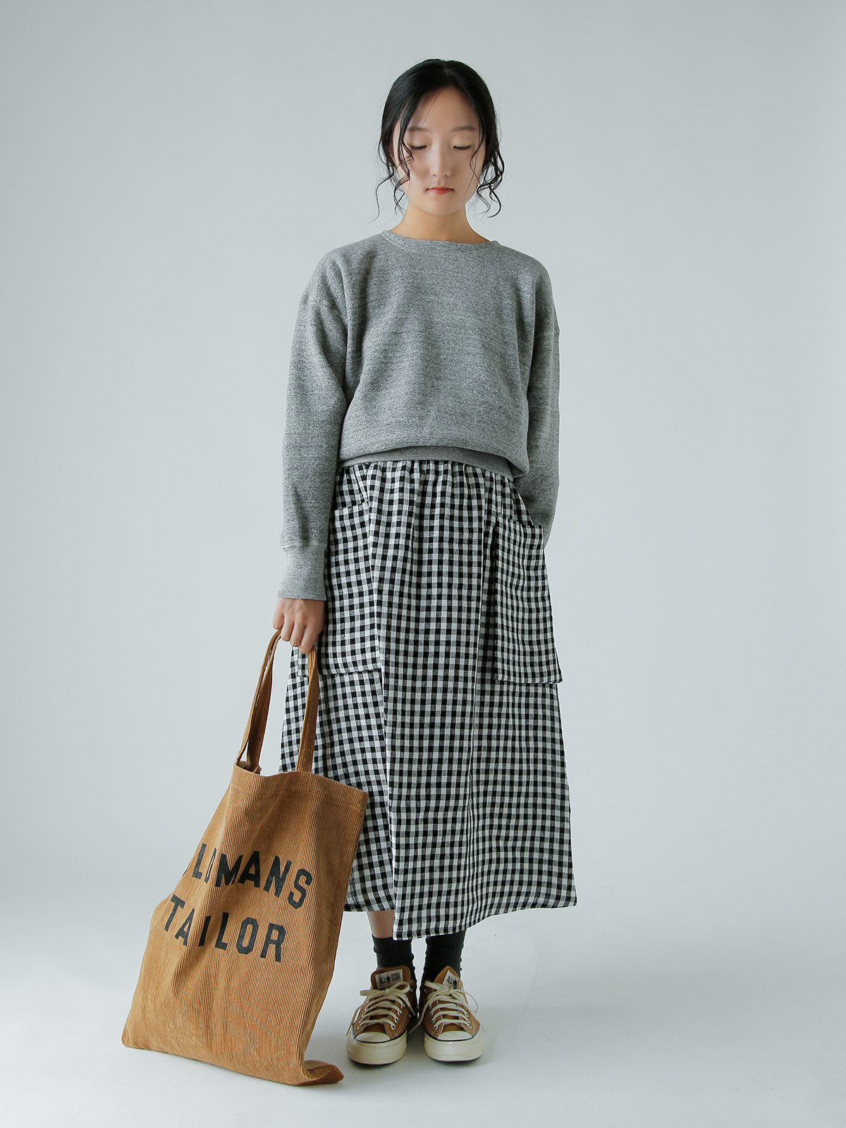 R & D.M.Co-(I[h}Ye[[)l MK`FbN |Pbg XJ[g gLINEN GINGHAM CHECK POCKET SKIRTh 7503