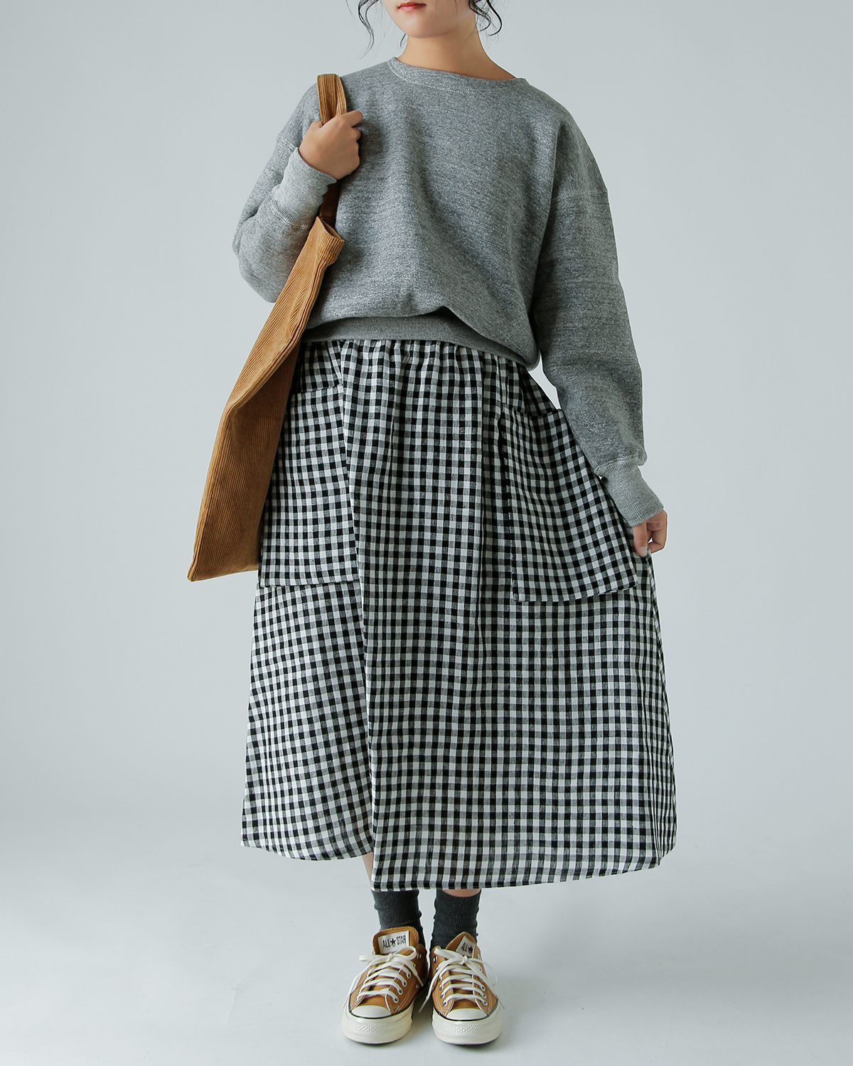 R & D.M.Co-(I[h}Ye[[)l MK`FbN |Pbg XJ[g gLINEN GINGHAM CHECK POCKET SKIRTh 7503