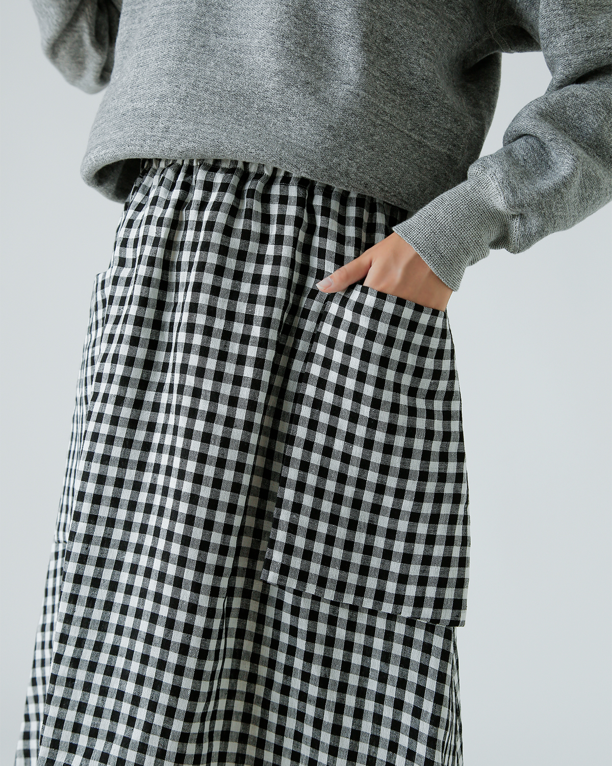 R & D.M.Co-(I[h}Ye[[)l MK`FbN |Pbg XJ[g gLINEN GINGHAM CHECK POCKET SKIRTh 7503