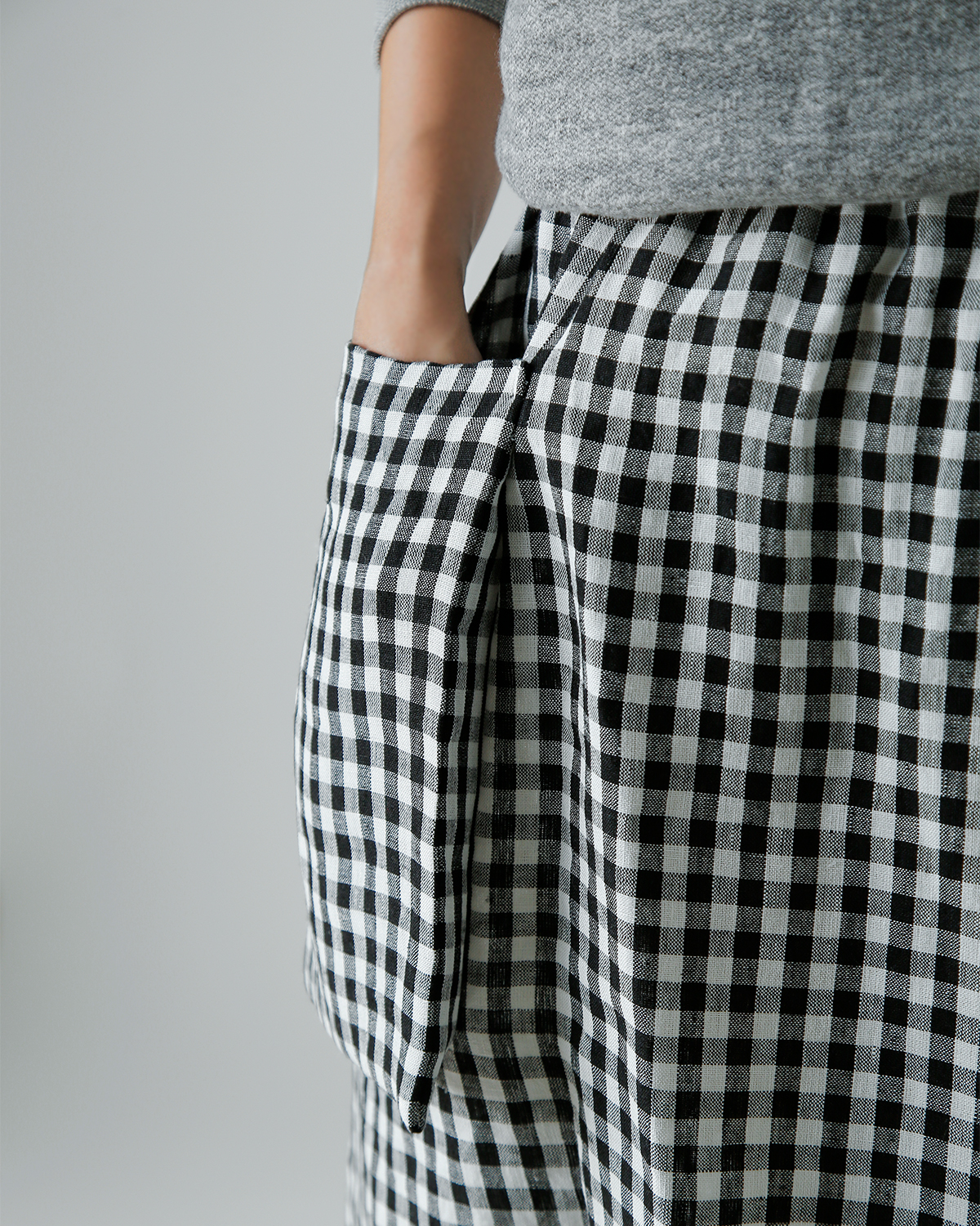 R & D.M.Co-(I[h}Ye[[)l MK`FbN |Pbg XJ[g gLINEN GINGHAM CHECK POCKET SKIRTh 7503