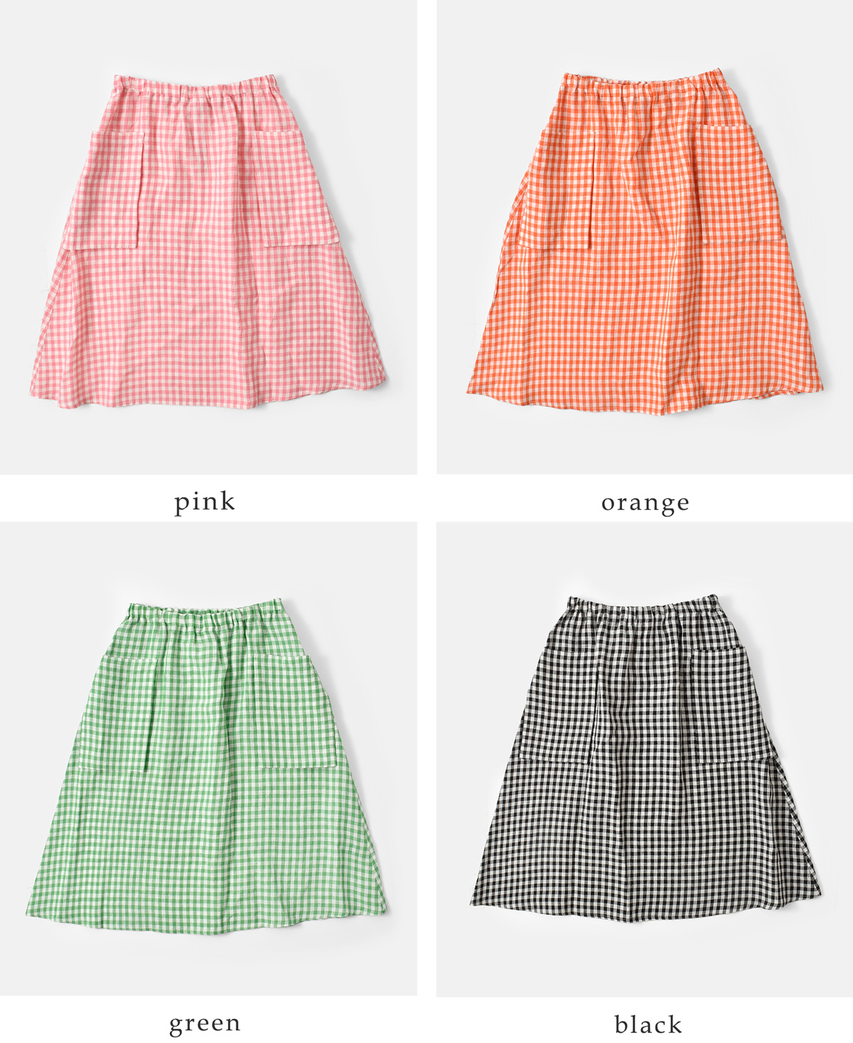 R & D.M.Co-(I[h}Ye[[)l MK`FbN |Pbg XJ[g gLINEN GINGHAM CHECK POCKET SKIRTh 7503