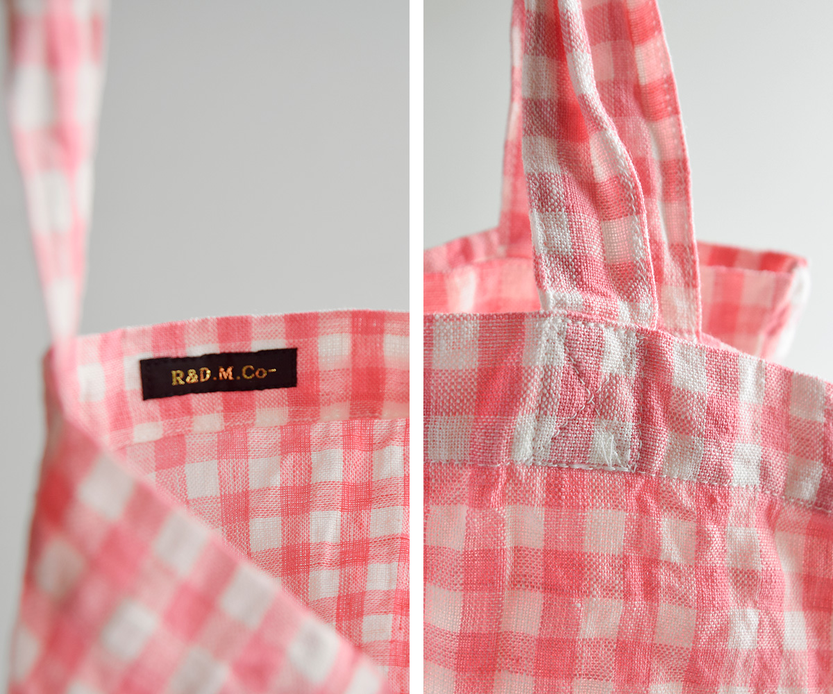R & D.M.Co-(I[h}Ye[[)l MK`FbN g[g obO gLINEN GINGHAM CHECK TOTE BAGh 7507