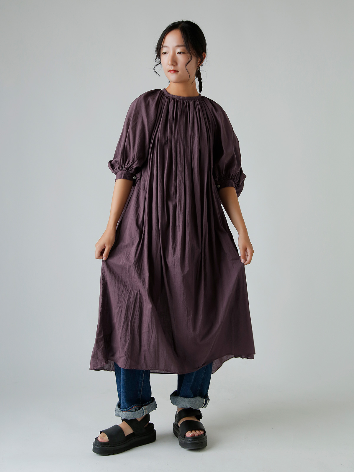 R & D.M.Co-(I[h}Ye[[)K[g_C [ XbN hX gGARMENT DYE LAWN SMOCK DRESSh 7518