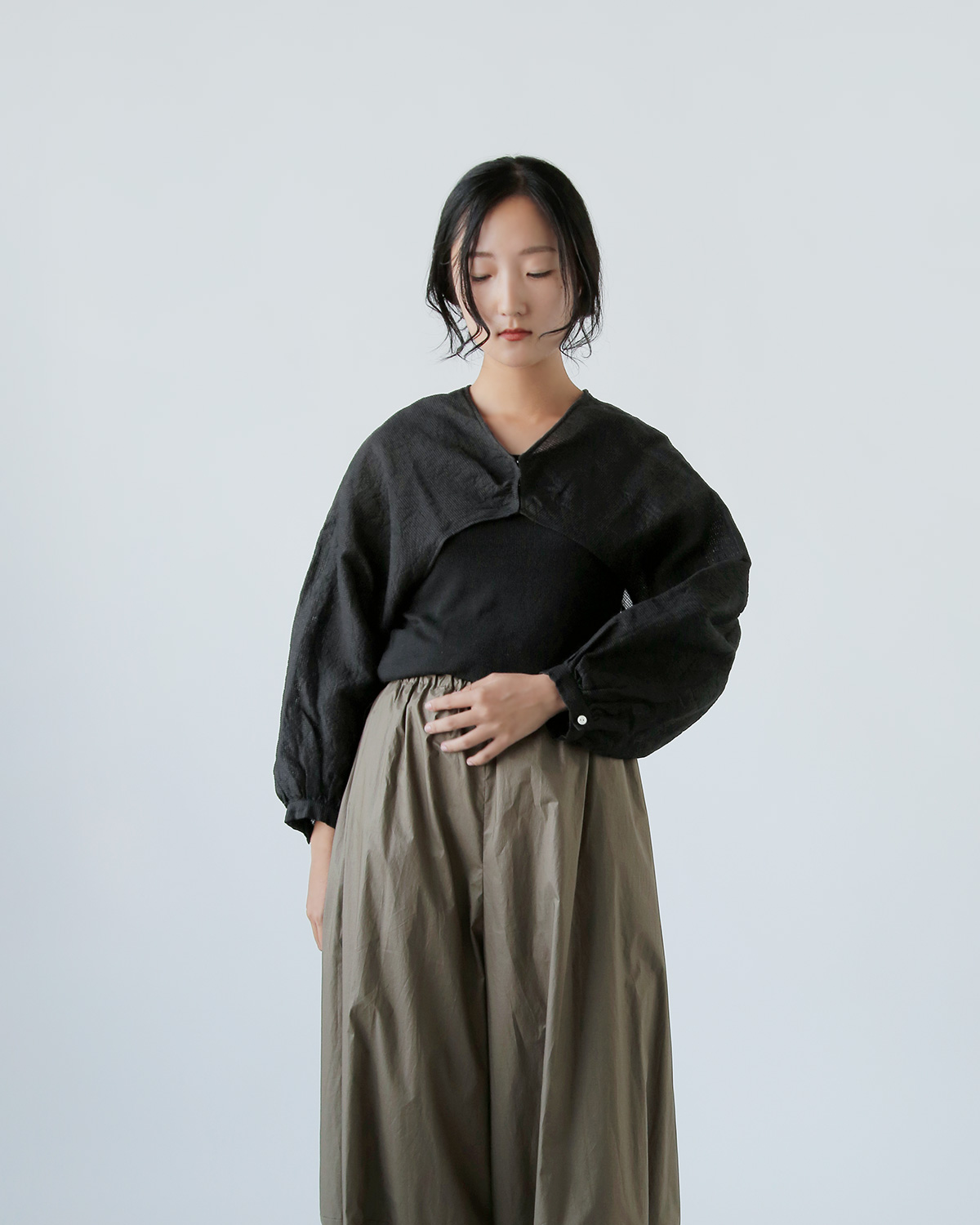 R & D.M.Co-(I[h}Ye[[)VF[fBO `FbN { X[u gSHADING CHECK BOLERO SLEEVEh 7533