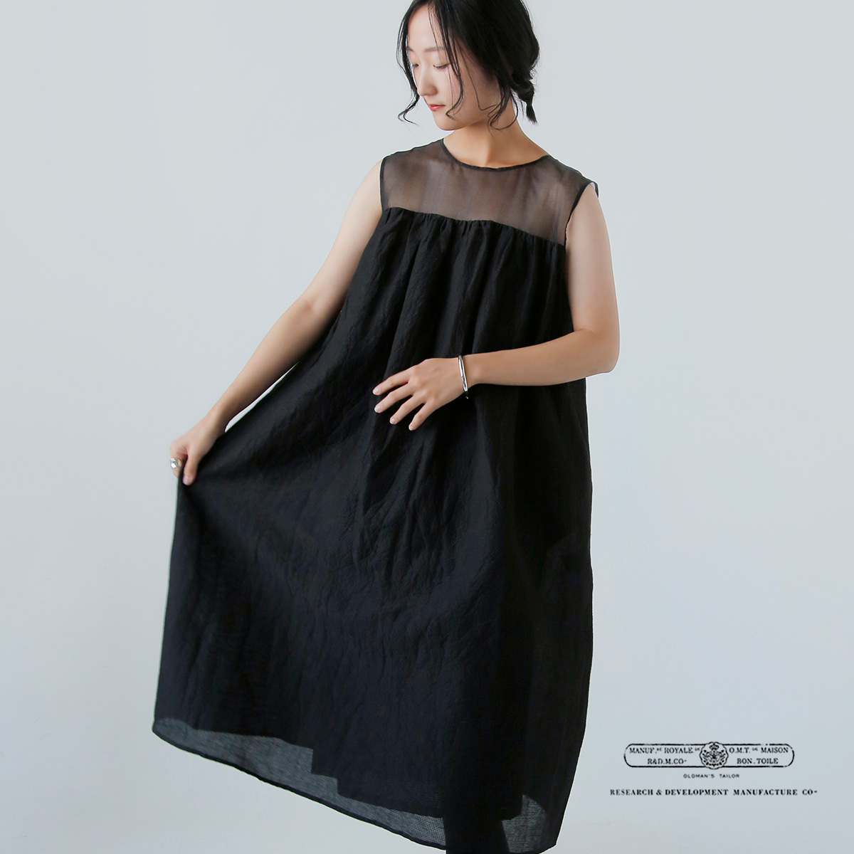 R & D.M.Co-(I[h}Ye[[)VF[fBO `FbN m[X[u hX gSHADING CHECK NO SLEEVE DRESSh 7534