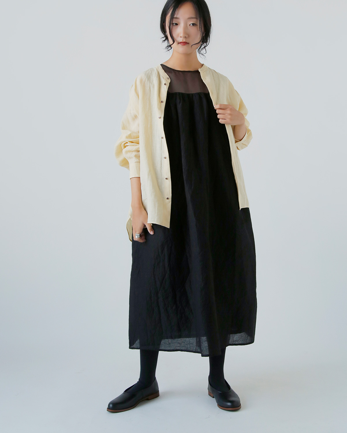 R & D.M.Co-(I[h}Ye[[)VF[fBO `FbN m[X[u hX gSHADING CHECK NO SLEEVE DRESSh 7534
