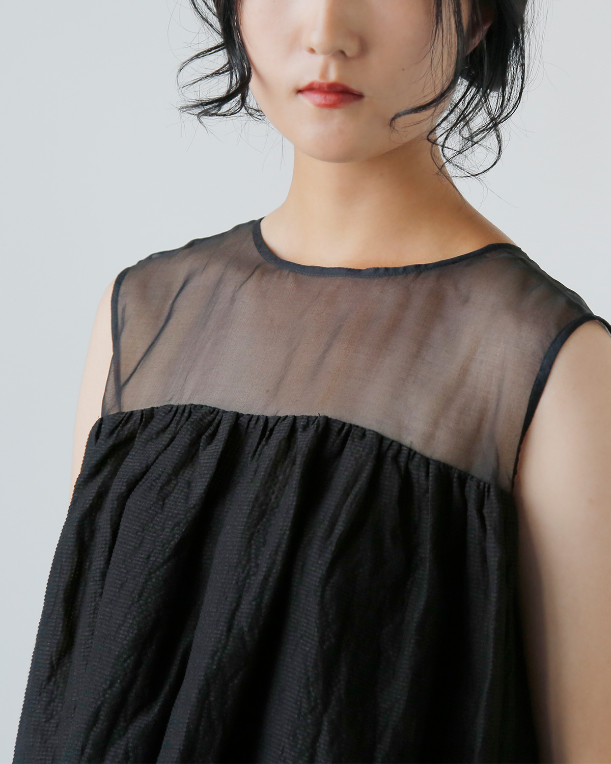R & D.M.Co-(I[h}Ye[[)VF[fBO `FbN m[X[u hX gSHADING CHECK NO SLEEVE DRESSh 7534