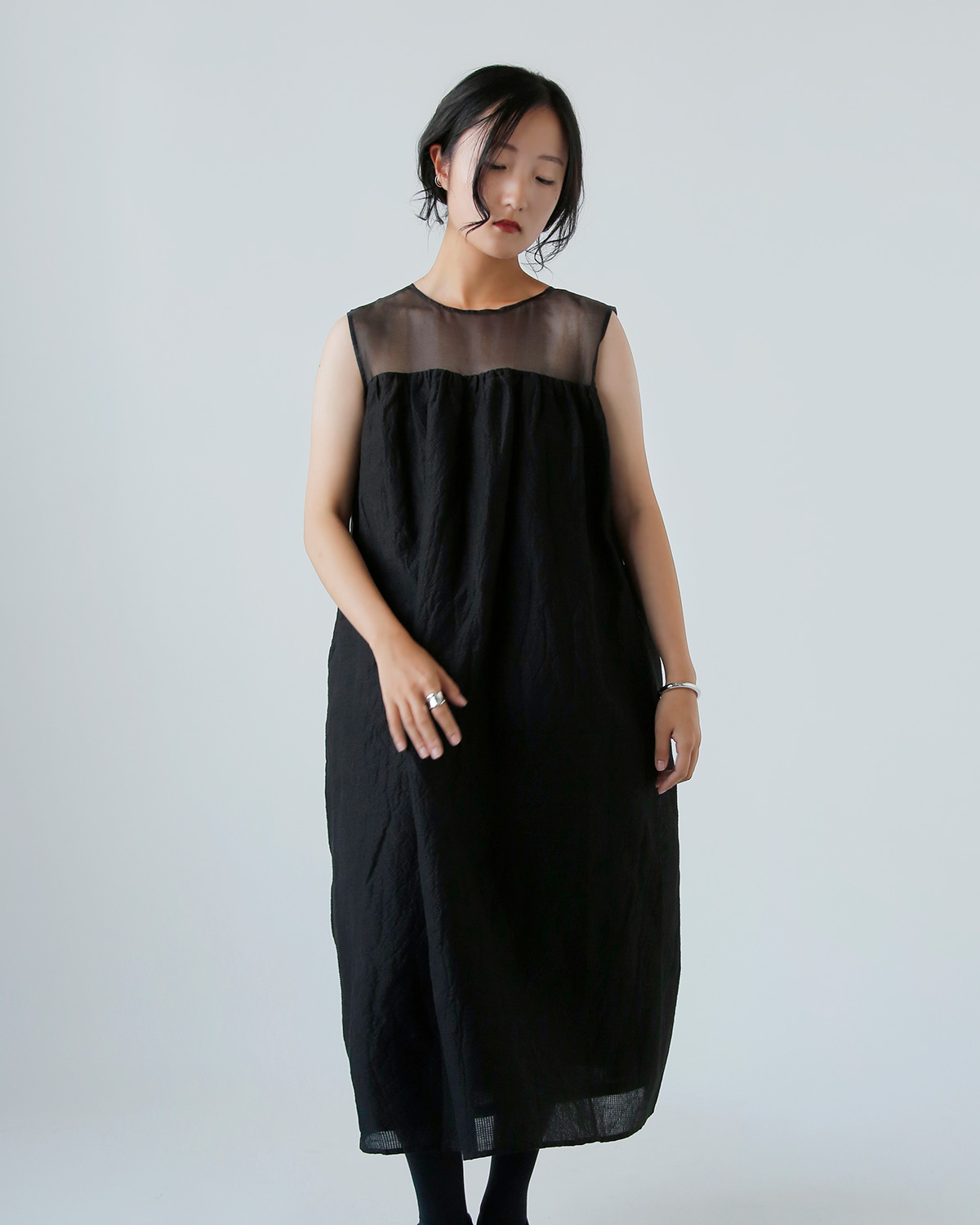 R & D.M.Co-(I[h}Ye[[)VF[fBO `FbN m[X[u hX gSHADING CHECK NO SLEEVE DRESSh 7534