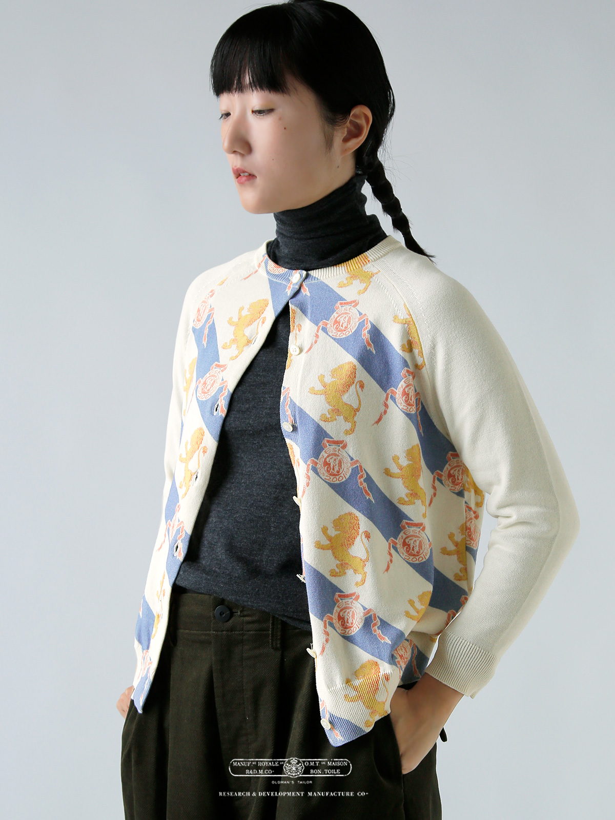 R & D.M.Co- オールドマンズテーラー ロイヤル ライオン カーディガン