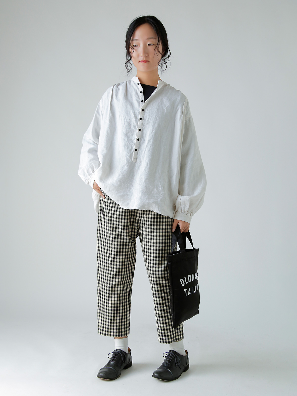R & D.M.Co-(I[h}Ye[[)MK`FbN TG e[p[h K pc gGINGHAM CHECK SARROUEL TAPERED GUM PANTSh 7609
