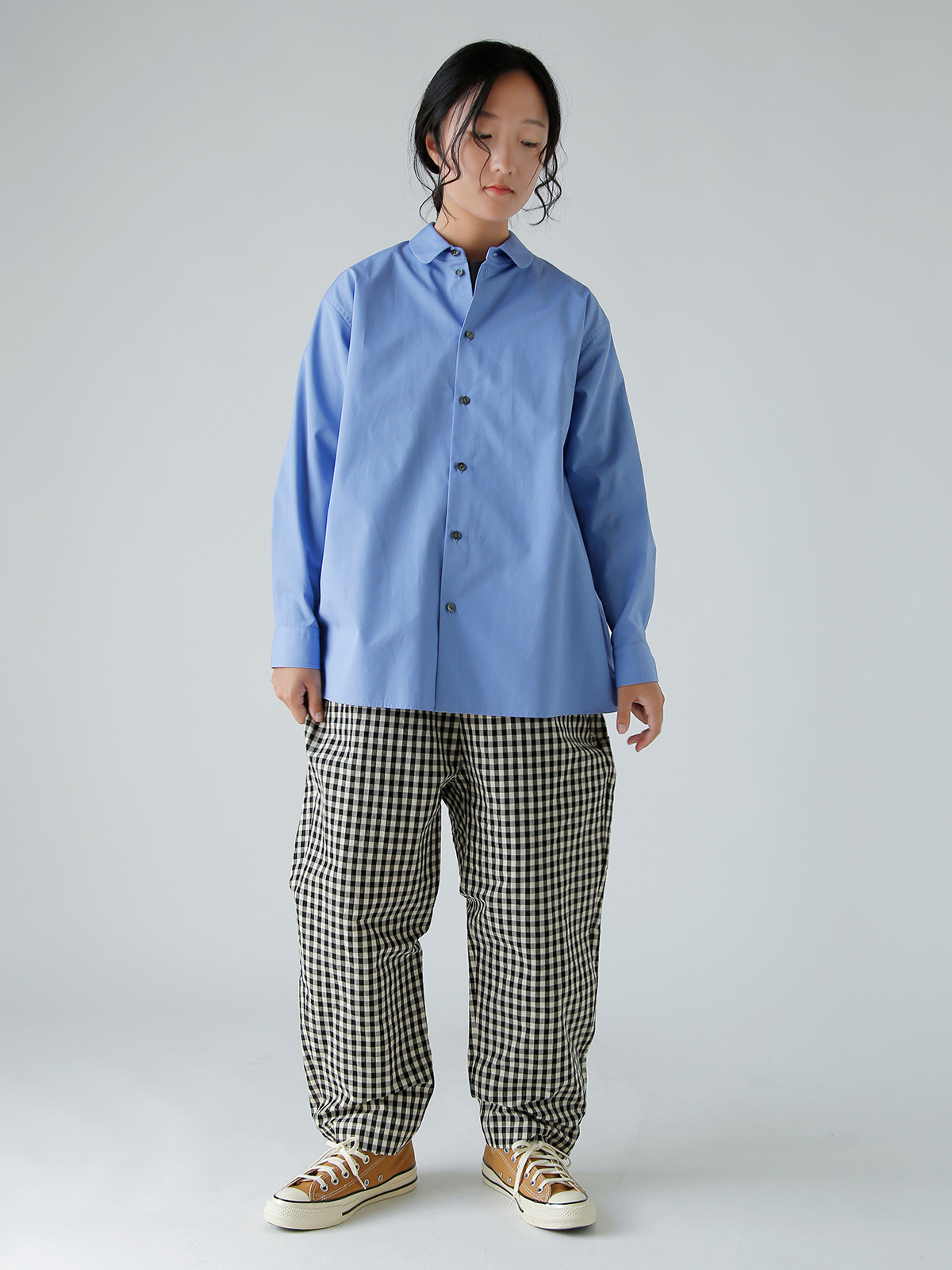 R & D.M.Co-(I[h}Ye[[)MK`FbN TG e[p[h K pc gGINGHAM CHECK SARROUEL TAPERED GUM PANTSh 7609