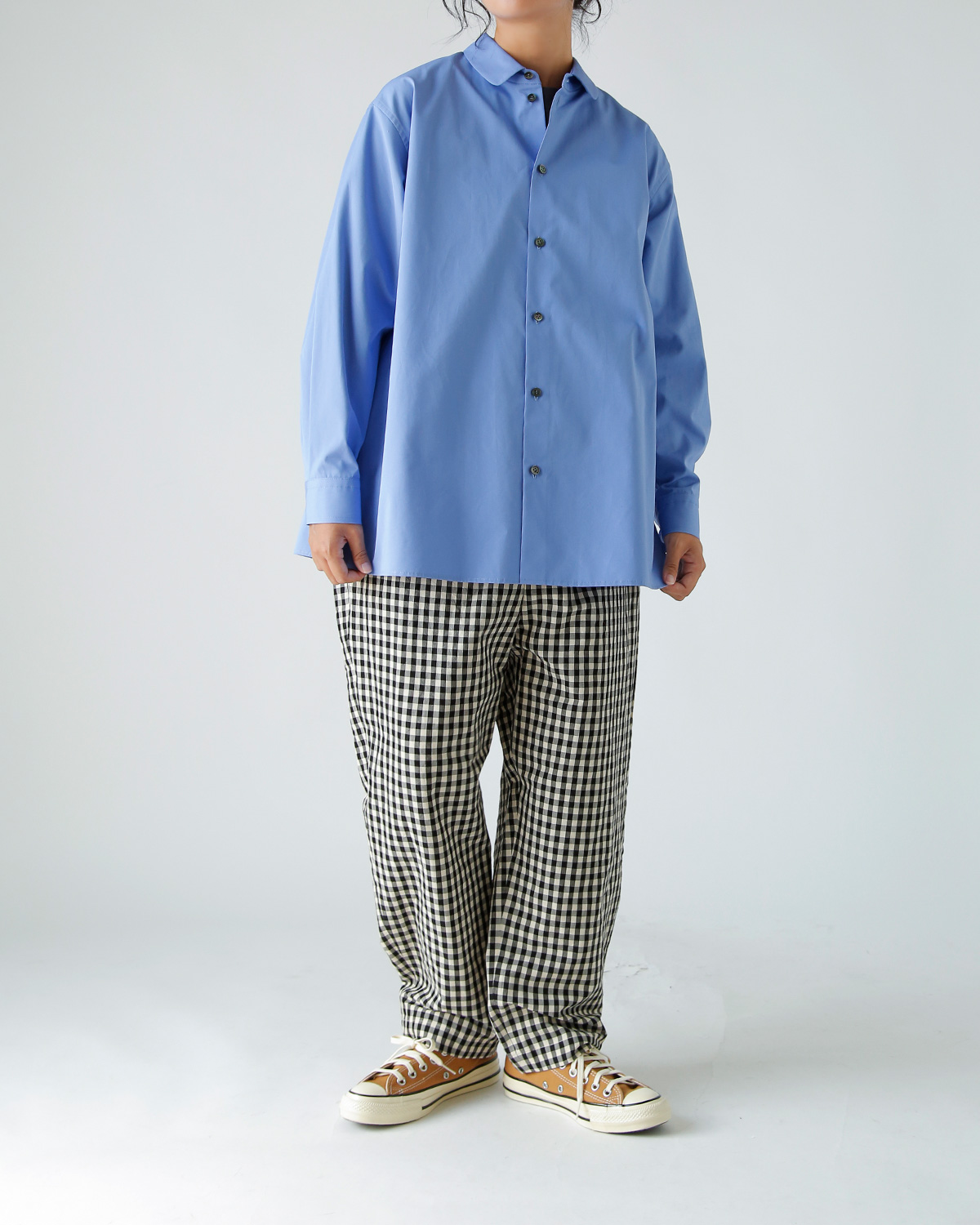 R & D.M.Co-(I[h}Ye[[)MK`FbN TG e[p[h K pc gGINGHAM CHECK SARROUEL TAPERED GUM PANTSh 7609