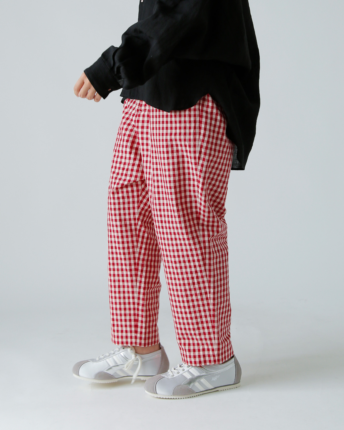 R & D.M.Co-(I[h}Ye[[)MK`FbN TG e[p[h K pc gGINGHAM CHECK SARROUEL TAPERED GUM PANTSh 7609