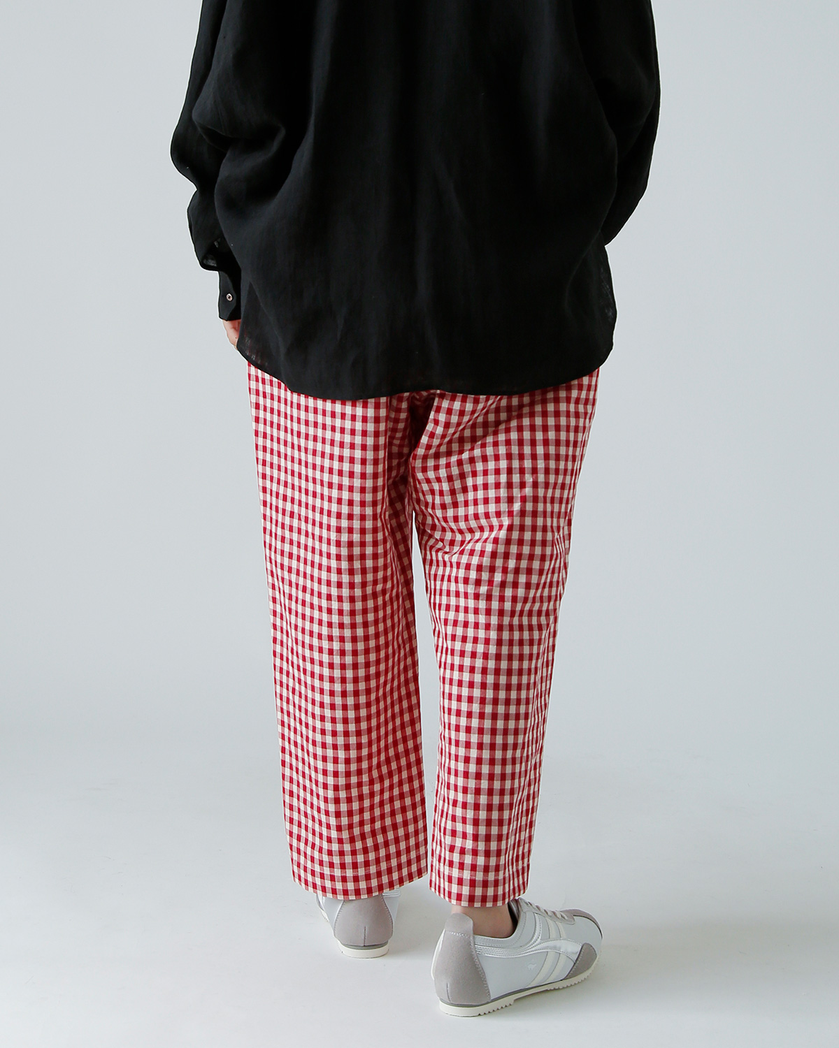 R & D.M.Co-(I[h}Ye[[)MK`FbN TG e[p[h K pc gGINGHAM CHECK SARROUEL TAPERED GUM PANTSh 7609