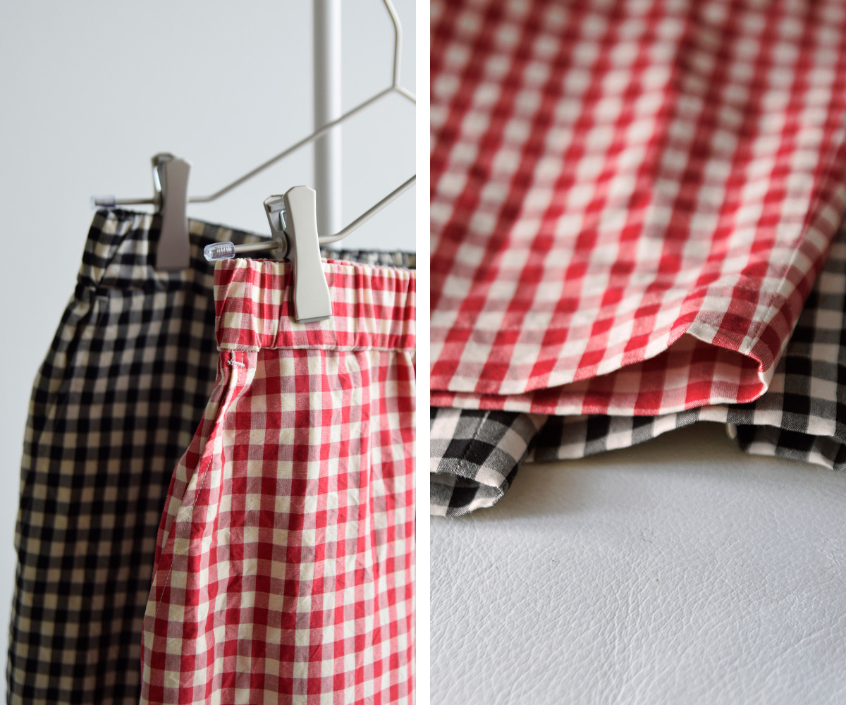 R & D.M.Co-(I[h}Ye[[)MK`FbN TG e[p[h K pc gGINGHAM CHECK SARROUEL TAPERED GUM PANTSh 7609