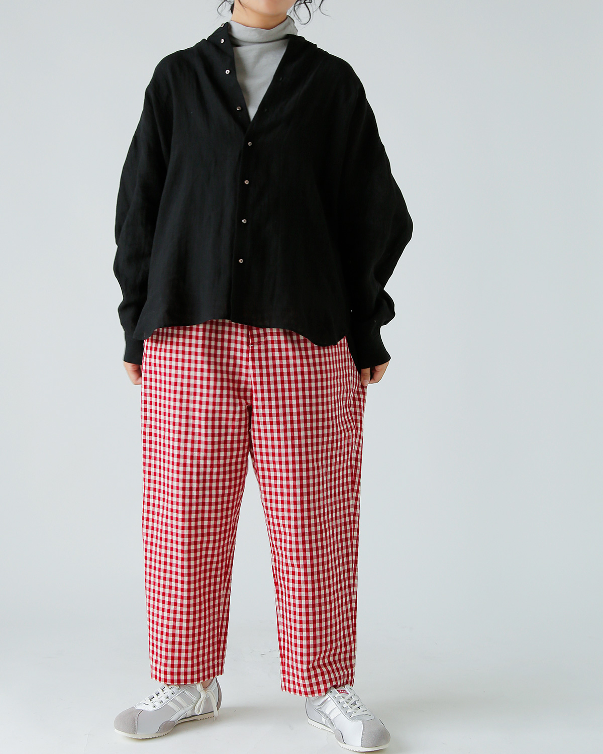 R & D.M.Co-(I[h}Ye[[)MK`FbN TG e[p[h K pc gGINGHAM CHECK SARROUEL TAPERED GUM PANTSh 7609