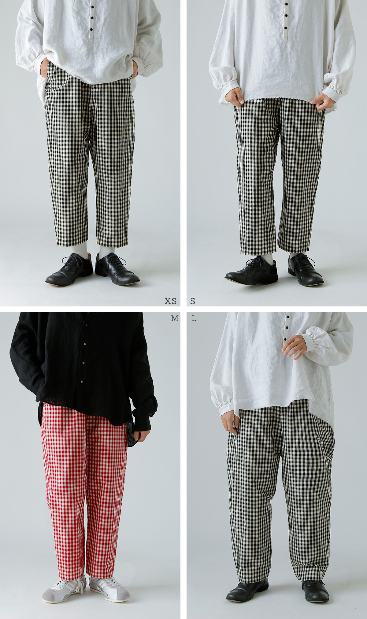 R & D.M.Co-(I[h}Ye[[)MK`FbN TG e[p[h K pc gGINGHAM CHECK SARROUEL TAPERED GUM PANTSh 7609