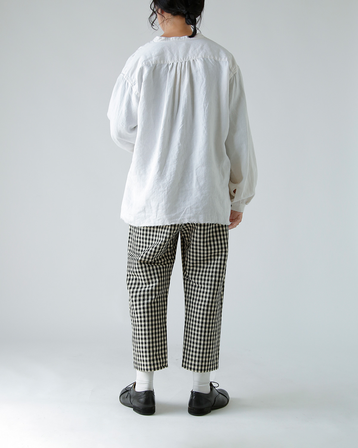R & D.M.Co-(I[h}Ye[[)MK`FbN TG e[p[h K pc gGINGHAM CHECK SARROUEL TAPERED GUM PANTSh 7609