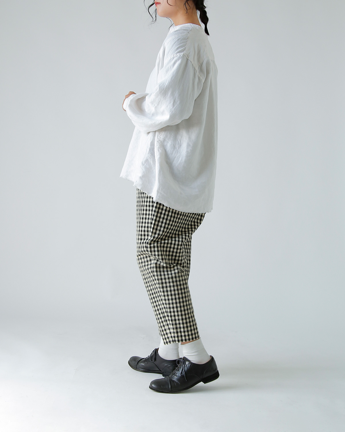 R & D.M.Co-(I[h}Ye[[)MK`FbN TG e[p[h K pc gGINGHAM CHECK SARROUEL TAPERED GUM PANTSh 7609