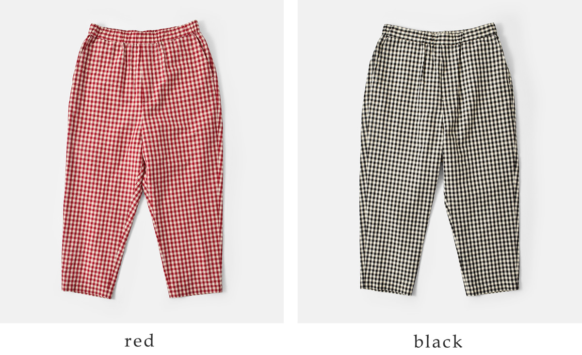 R & D.M.Co-(I[h}Ye[[)MK`FbN TG e[p[h K pc gGINGHAM CHECK SARROUEL TAPERED GUM PANTSh 7609