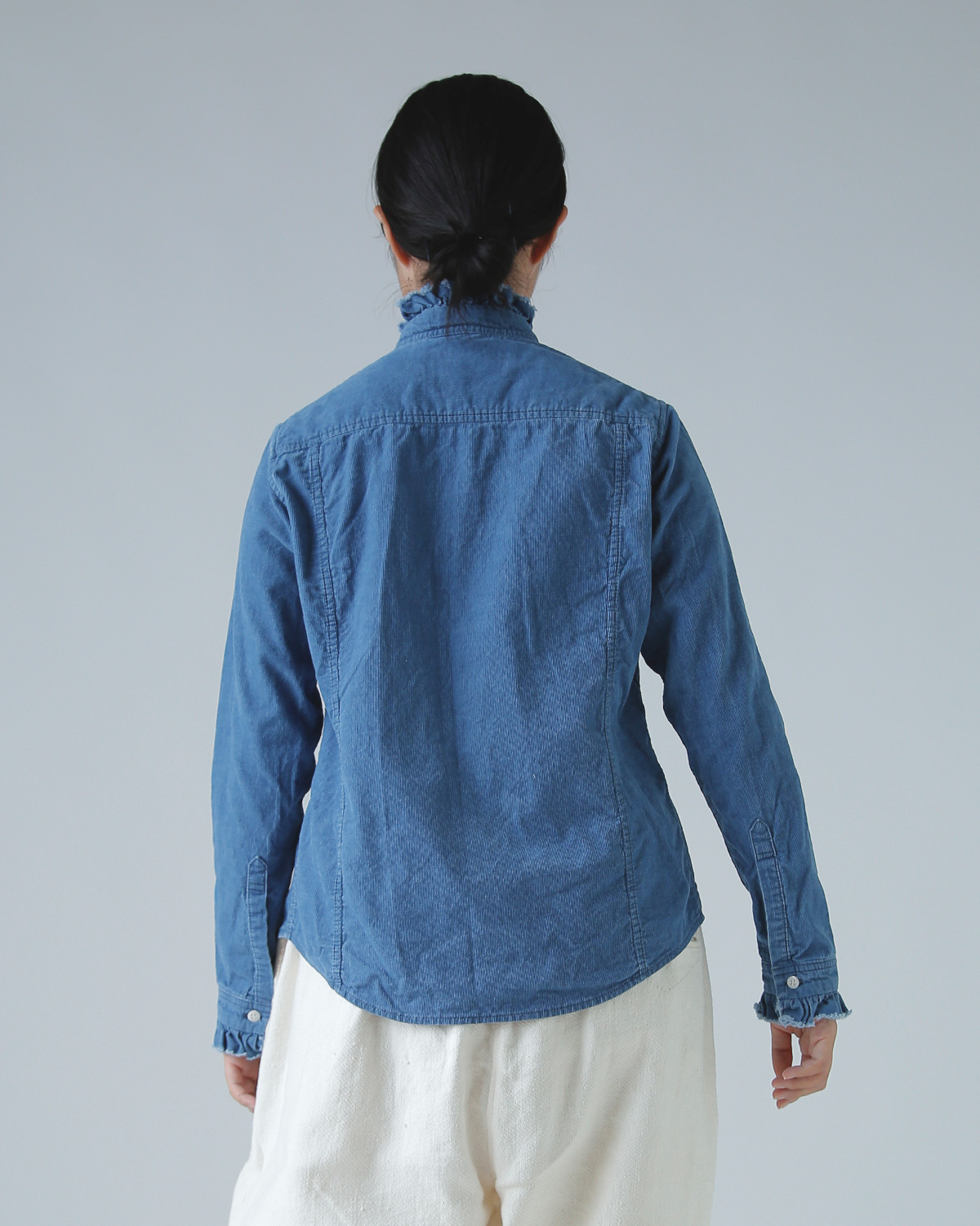 R & D.M.Co-(I[h}Ye[[)CfBS Cg R[fC tJ[ Vc gINDIGO LIGHT CORDUROY FRILL COLLAR SHIRTh 7677
