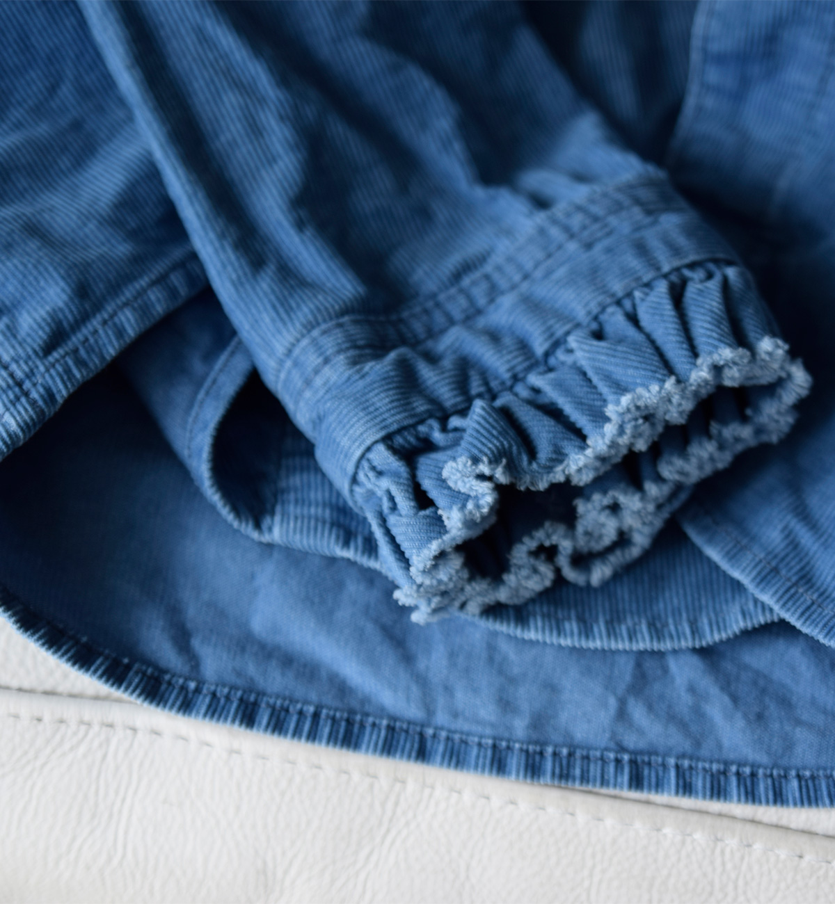 R & D.M.Co-(I[h}Ye[[)CfBS Cg R[fC tJ[ Vc gINDIGO LIGHT CORDUROY FRILL COLLAR SHIRTh 7677