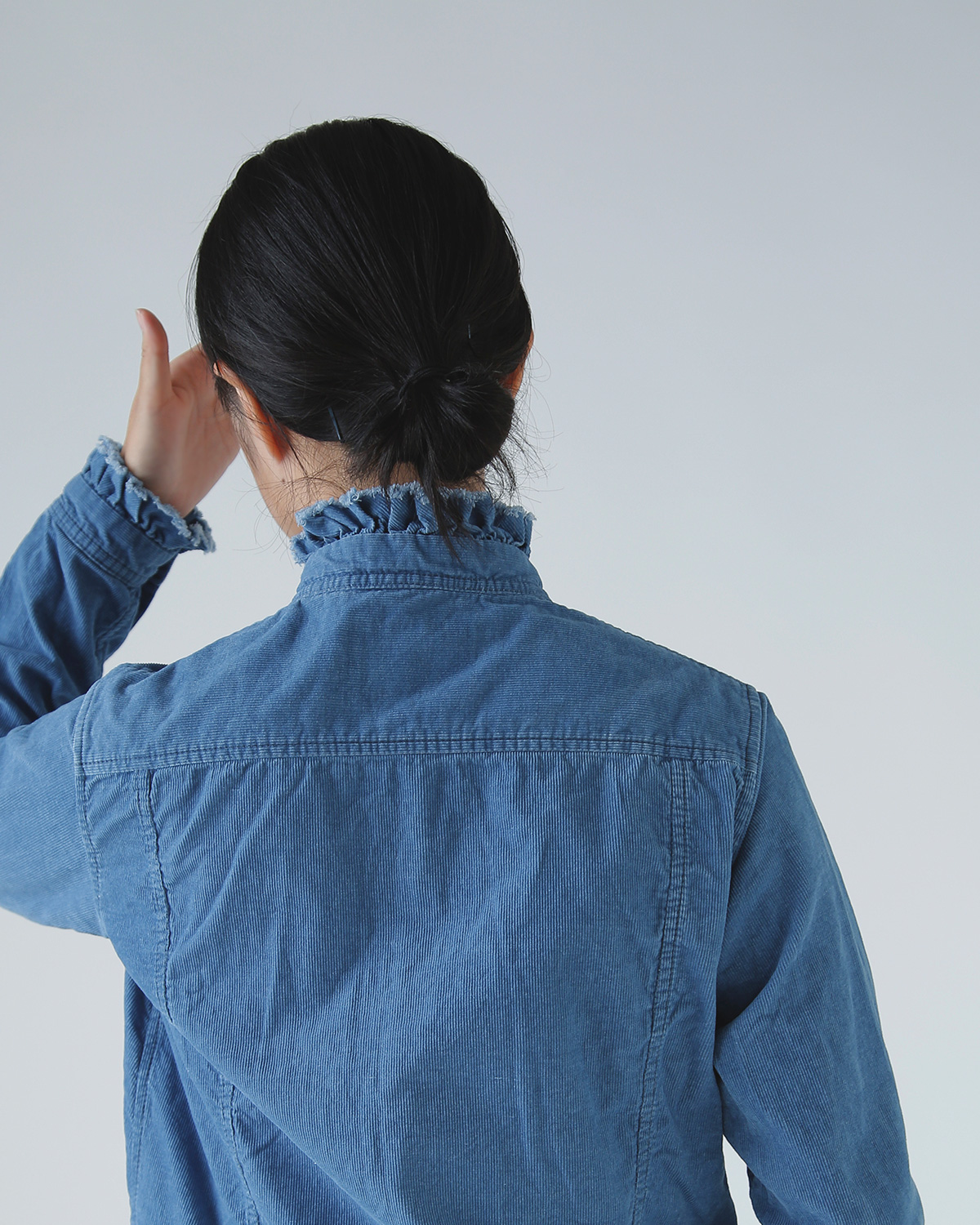 R & D.M.Co-(I[h}Ye[[)CfBS Cg R[fC tJ[ Vc gINDIGO LIGHT CORDUROY FRILL COLLAR SHIRTh 7677