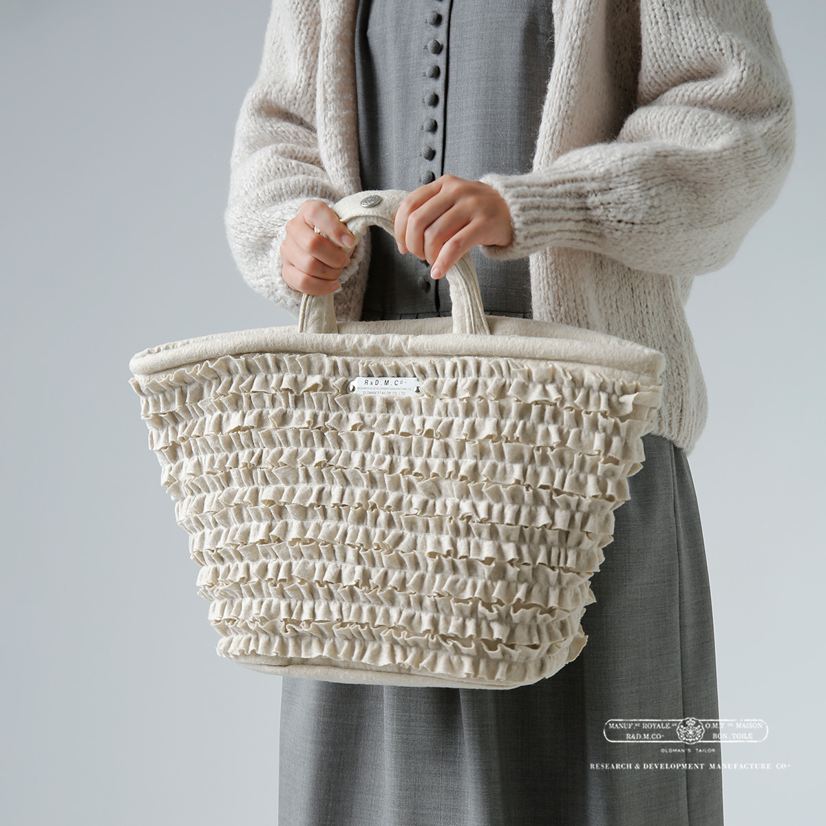 R & D.M.Co-(I[h}Ye[[)Rbg E[ t }VF obO S gC/W FRILL MARCHE BAG Sh 7706