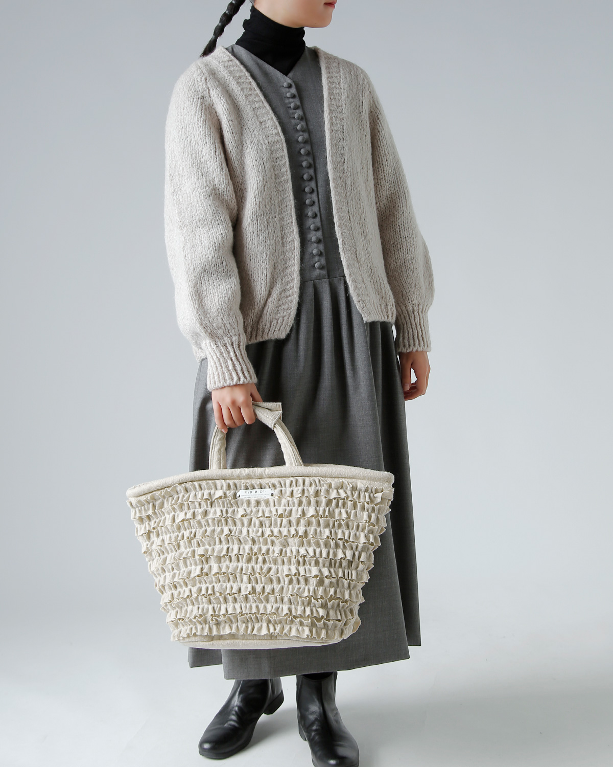 R & D.M.Co-(I[h}Ye[[)Rbg E[ t }VF obO S gC/W FRILL MARCHE BAG Sh 7706