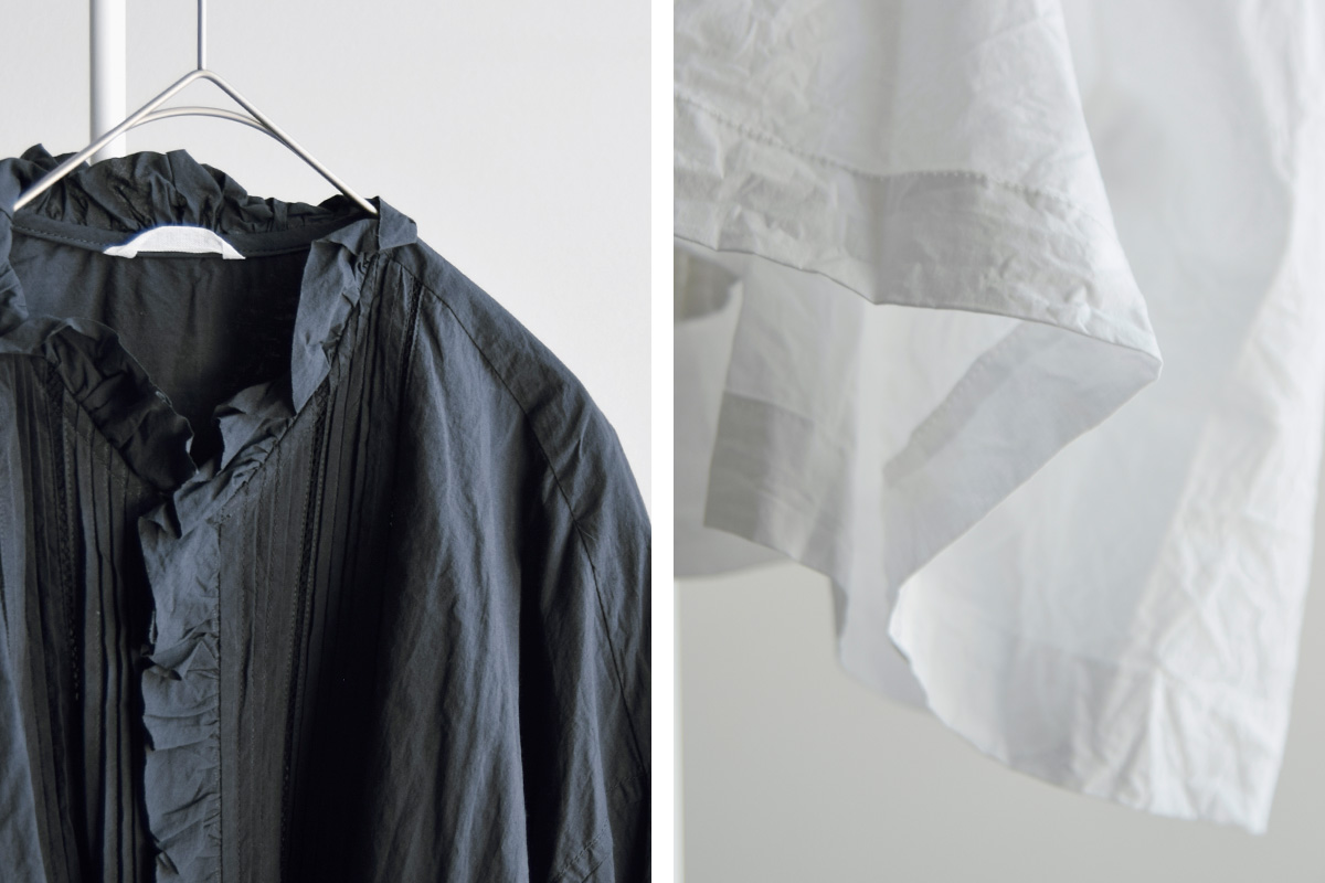 TOUJOURS(gDW[)t@C[ Rbg NX Vc gLace Pin Tuck Ruffle Shirth mm43ds01