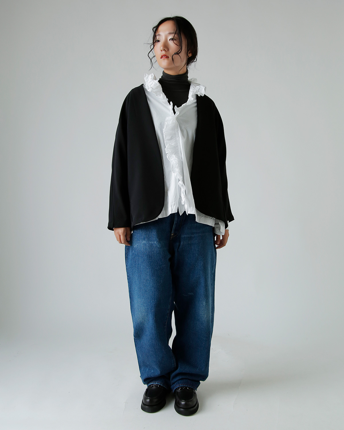 TOUJOURS(gDW[)VhE O vCh Rbg Vc gRuffle Shirth mm43es01