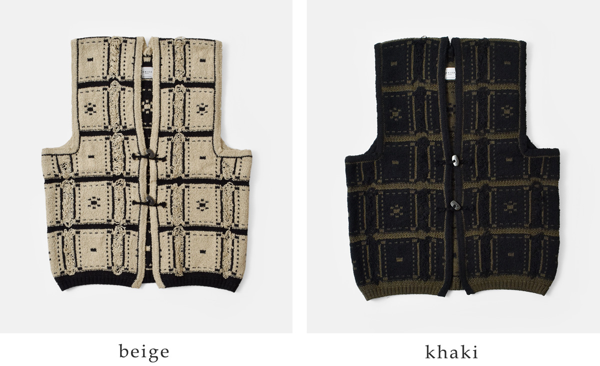 ONICA(IjJ)E[ Rbg ubNWK[h jbg xXg gBlocked Jacquard Vesth oni055