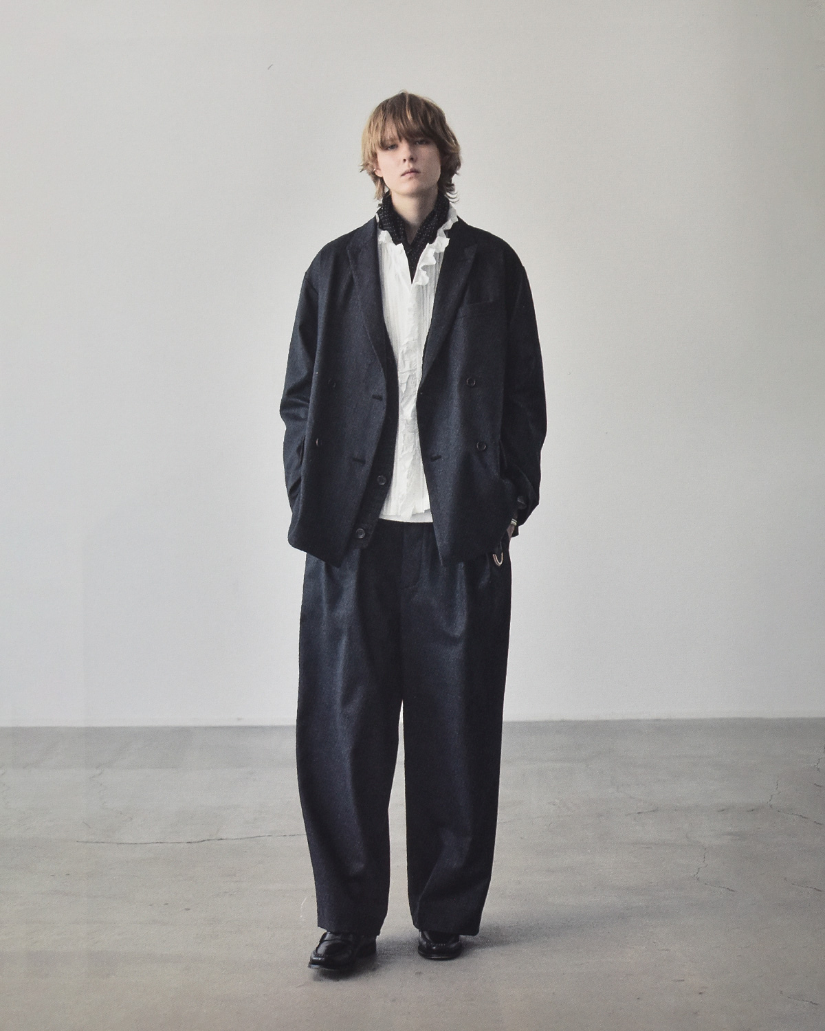 TOUJOURS(gDW[)t@C[ Rbg NX Vc gLace Pin Tuck Ruffle Shirth mm43ds01