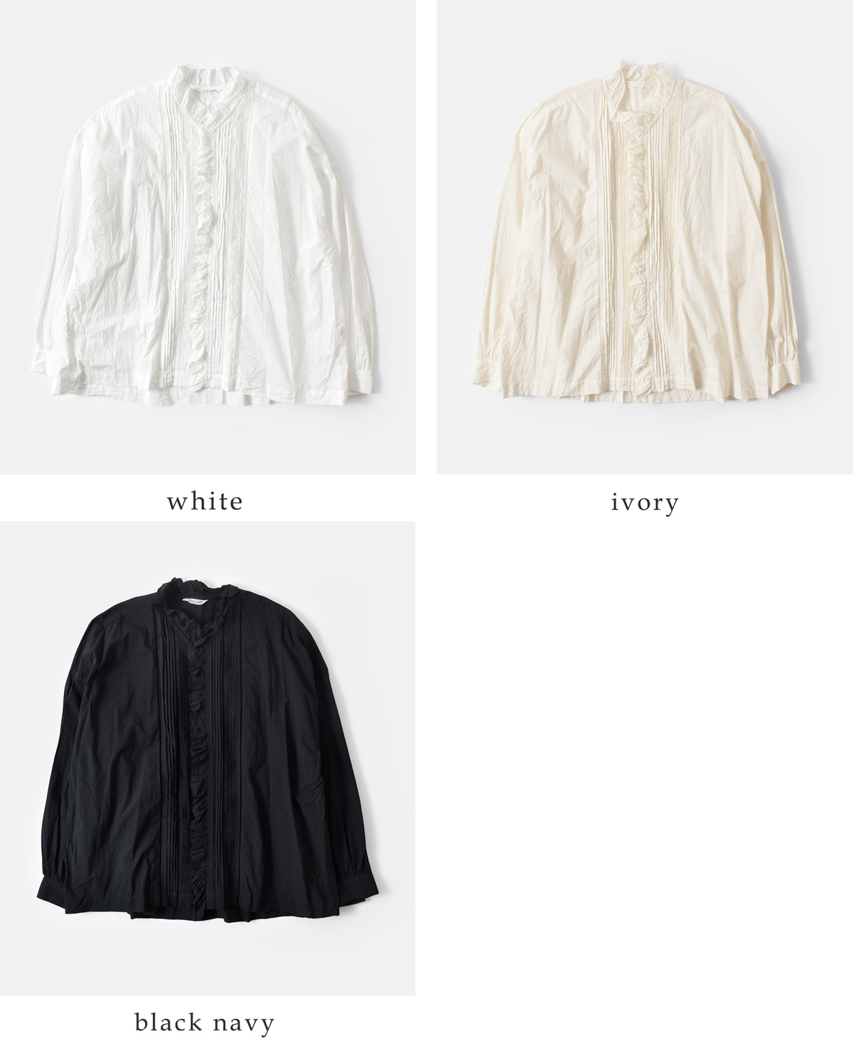 TOUJOURS(gDW[)t@C[ Rbg NX Vc gLace Pin Tuck Ruffle Shirth mm43ds01