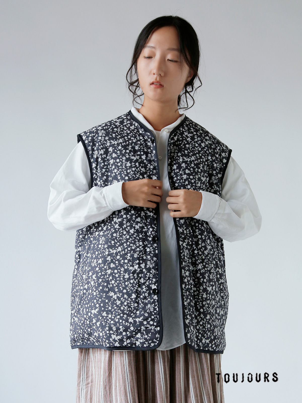TOUJOURS トゥジュー フラワープリント コットン ストレッチ