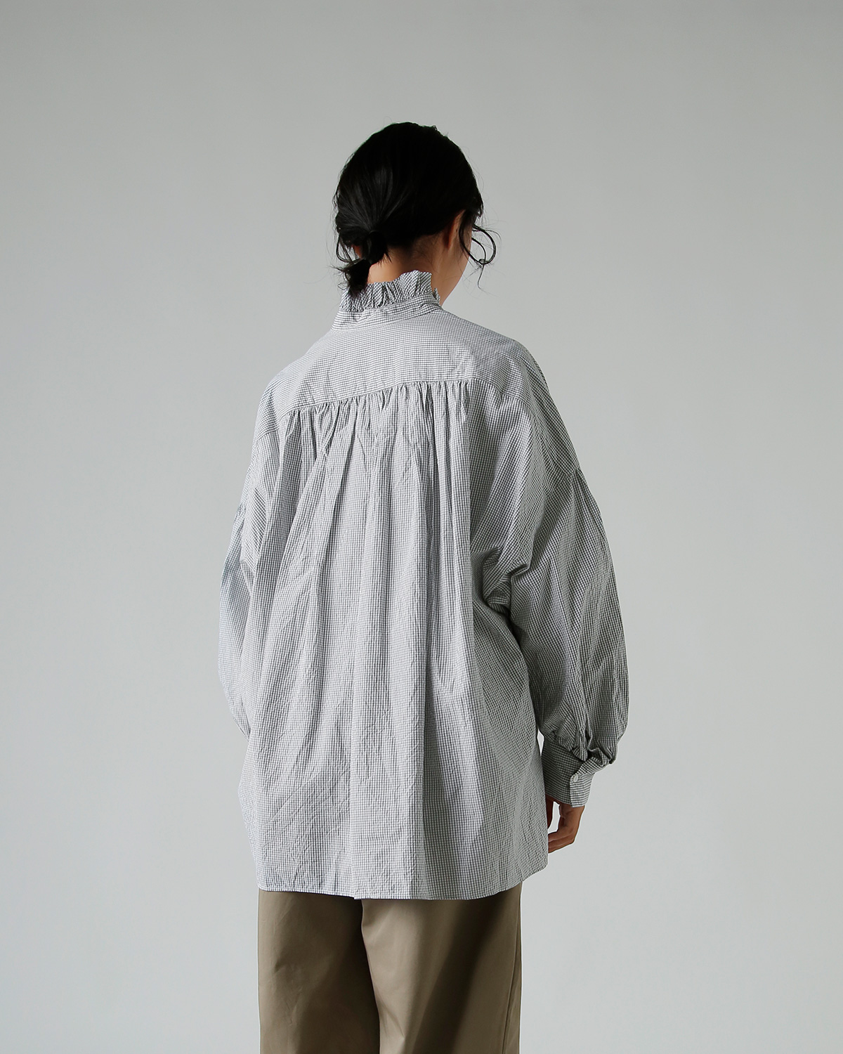 TOUJOURS(gDW[)t@C Rbg ^b^\[ vCh Vc gBand Collar Bishop Sleeve Ruffle Shirth ym43ps02