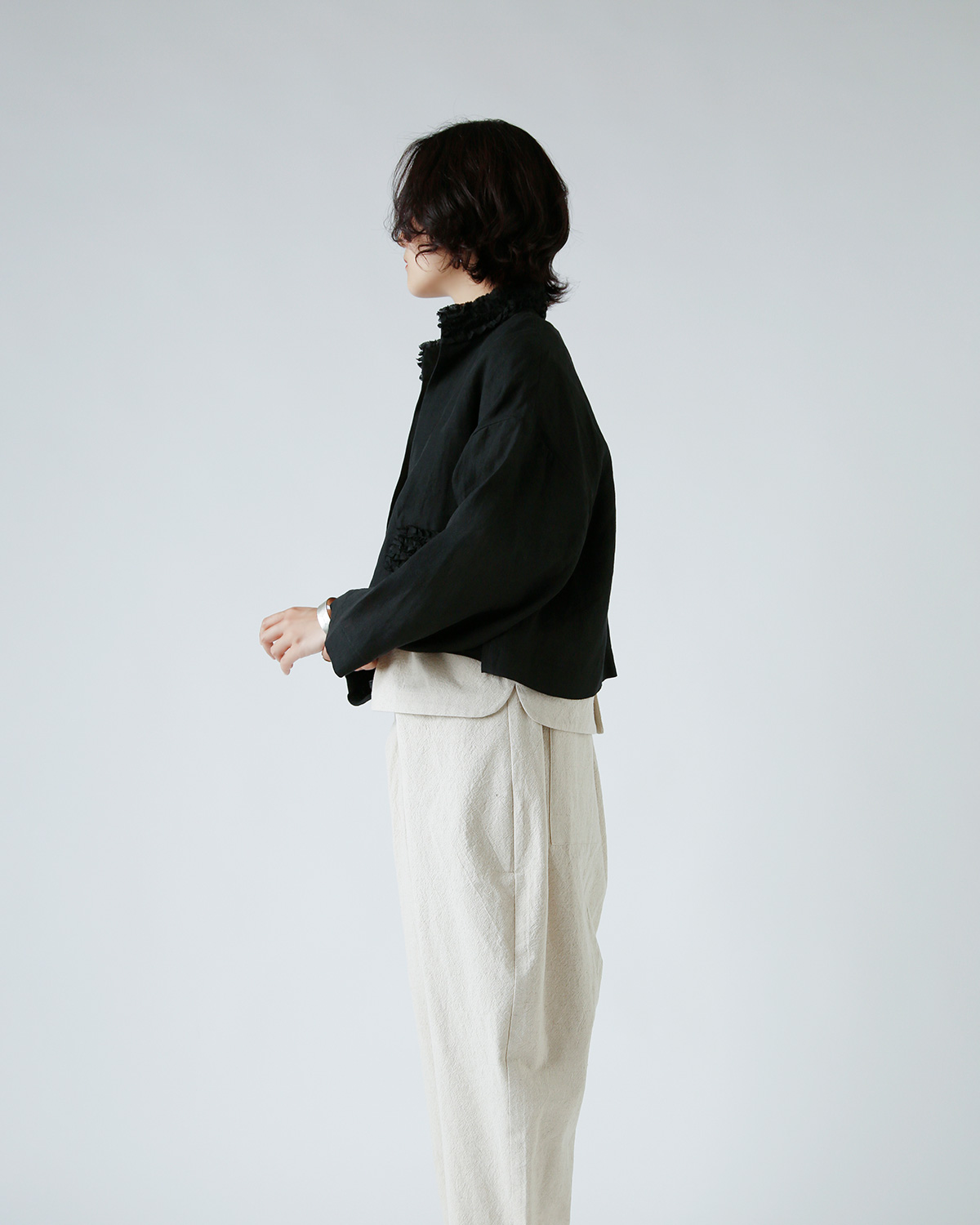 R & D.M.Co-(I[h}Ye[[)l t fR[V WPbg gFRILL DECORATION JACKETh 7315