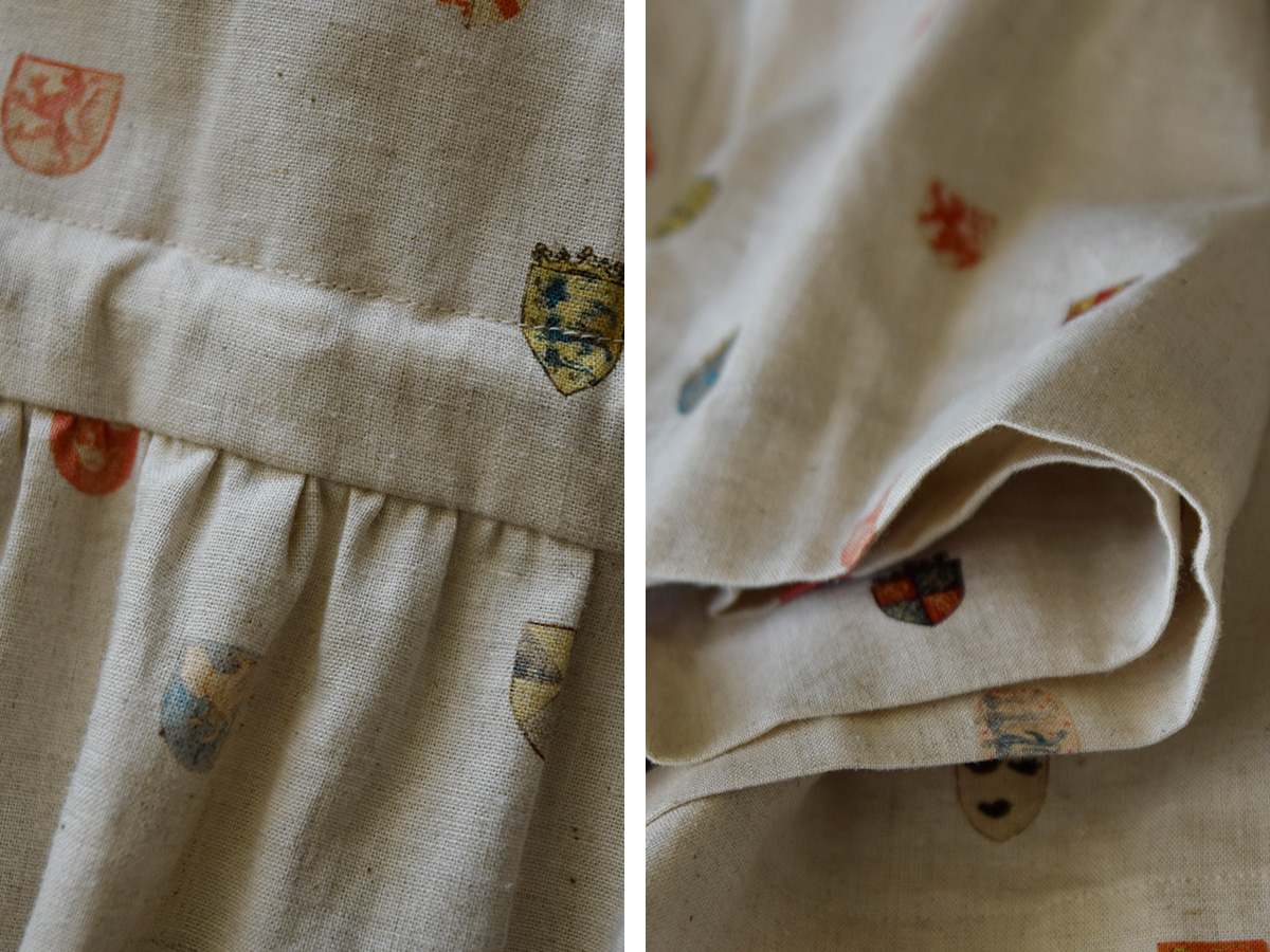 R & D.M.Co-(I[h}Ye[[)Rbg l R[gIuA[Y h[XgO hX gCOTTON LINEN COAT OF ARMS DRAWSTRING DRESSh 7493