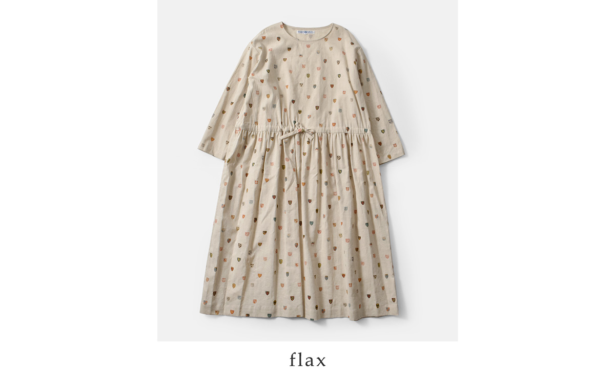 R & D.M.Co-(I[h}Ye[[)Rbg l R[gIuA[Y h[XgO hX gCOTTON LINEN COAT OF ARMS DRAWSTRING DRESSh 7493