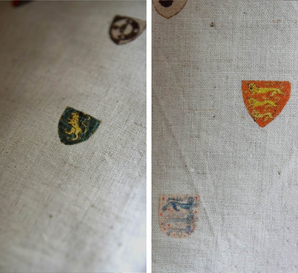 R & D.M.Co-(I[h}Ye[[)Rbg l R[gIuA[Y g[g obO gCOTTON LINEN COAT OF ARMS TOTE BAGh 7498
