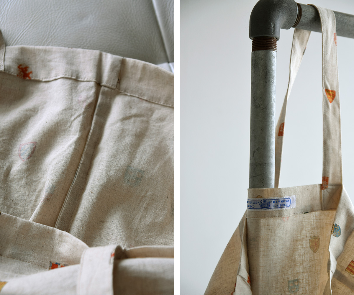 R & D.M.Co-(I[h}Ye[[)Rbg l R[gIuA[Y g[g obO gCOTTON LINEN COAT OF ARMS TOTE BAGh 7498