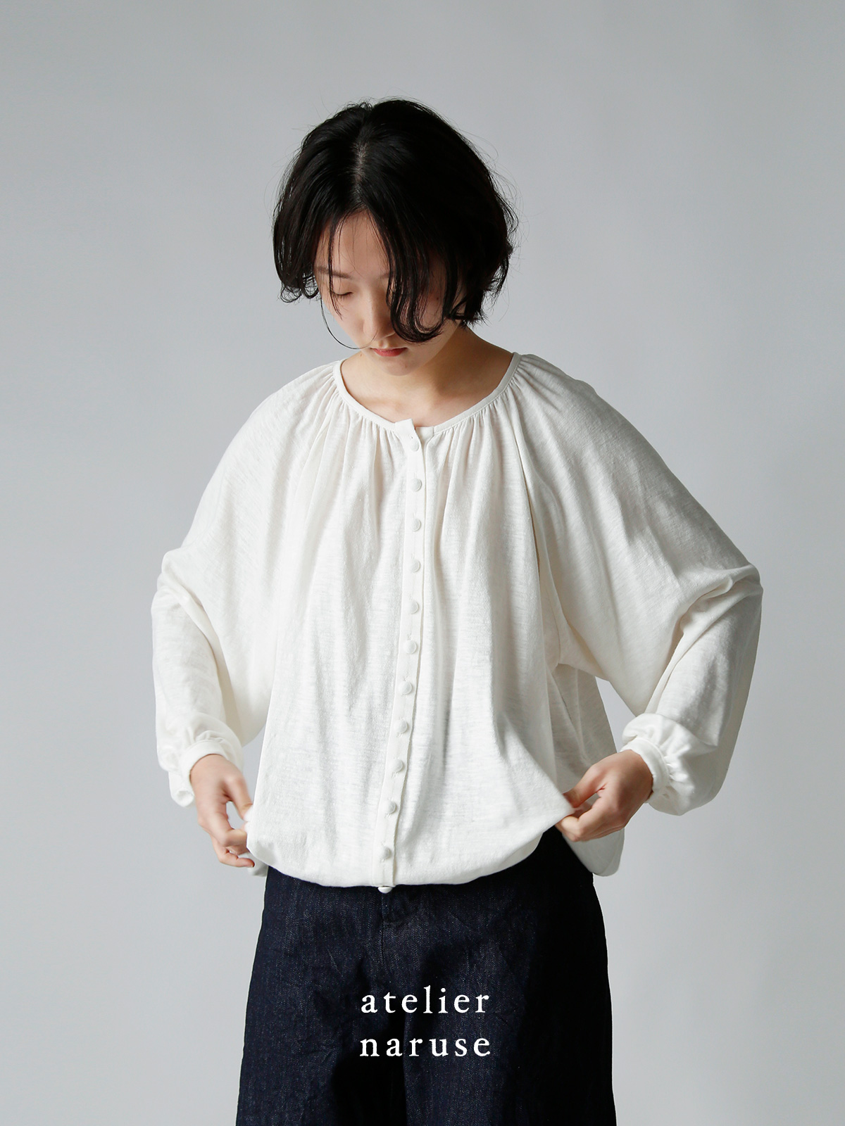 atelier naruse アトリエナルセ コットン ヘンプ ギャザー