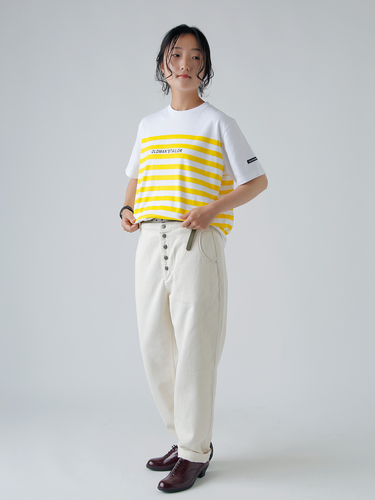gBORDER PRINT CREW S/S TEEh m1238